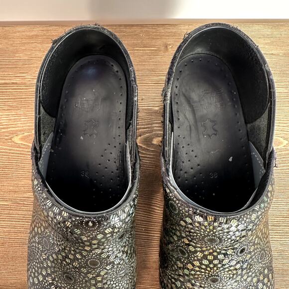 Dansko XP Floral Clogs Staples Sz 38 Metallic Professional Nurse Comfort Shoes - Picture 8 of 10